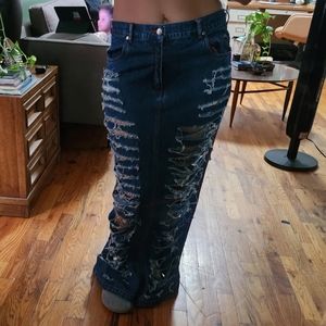 SOLD💋 Vintage Frantic  maxi denim skirt
